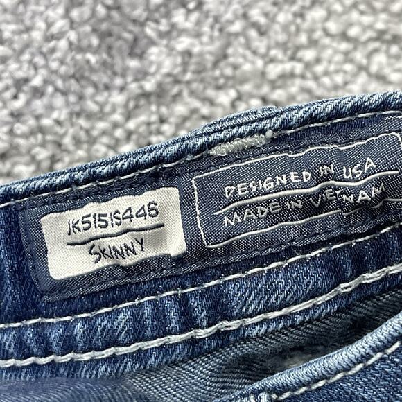 Miss Me Jeans Girls 8 Skinny Blue Denim Distressed Rips Floral Kids Stretch - Picture 5 of 13